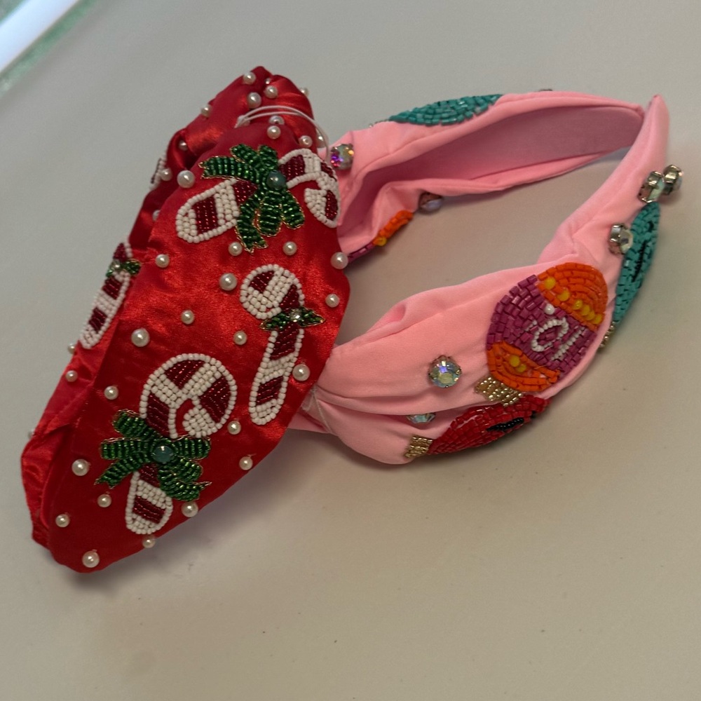 Festive Beaded Headbands with Pearls Set of TWO New With Tags Christmas Headband - Picture 9 of 12